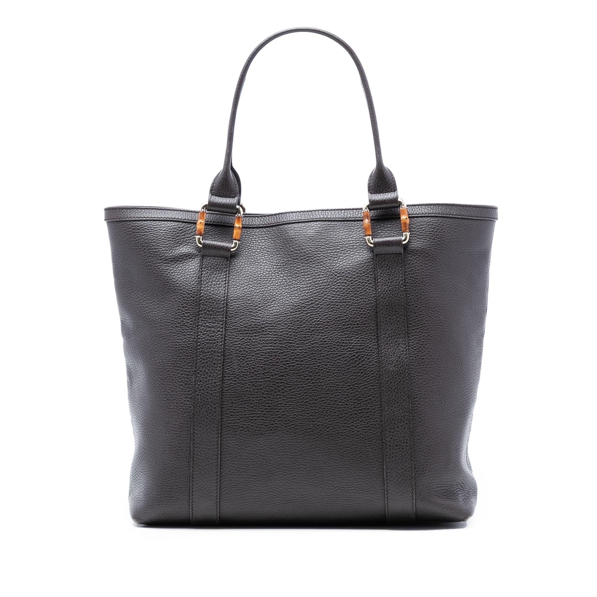 Gucci Grained Calfskin Bamboo Shopper Tote