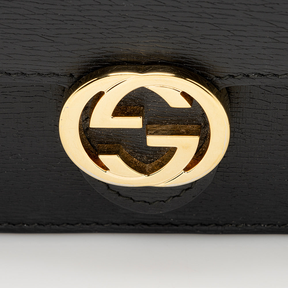Gucci Grained Calfskin Interlocking G Chain Wallet (SHF-21780)