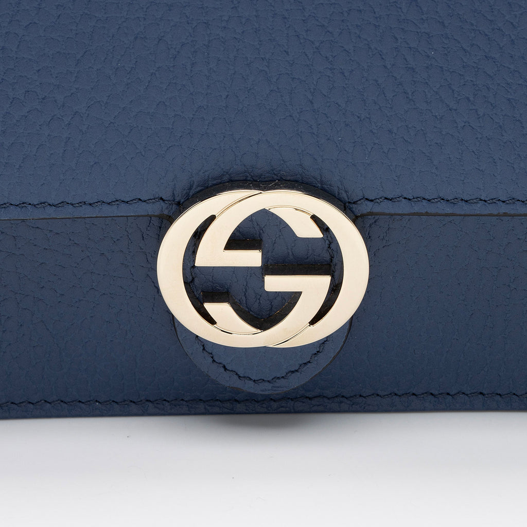 Gucci Grained Calfskin Interlocking G Chain Wallet (SHF-kaCeFG)