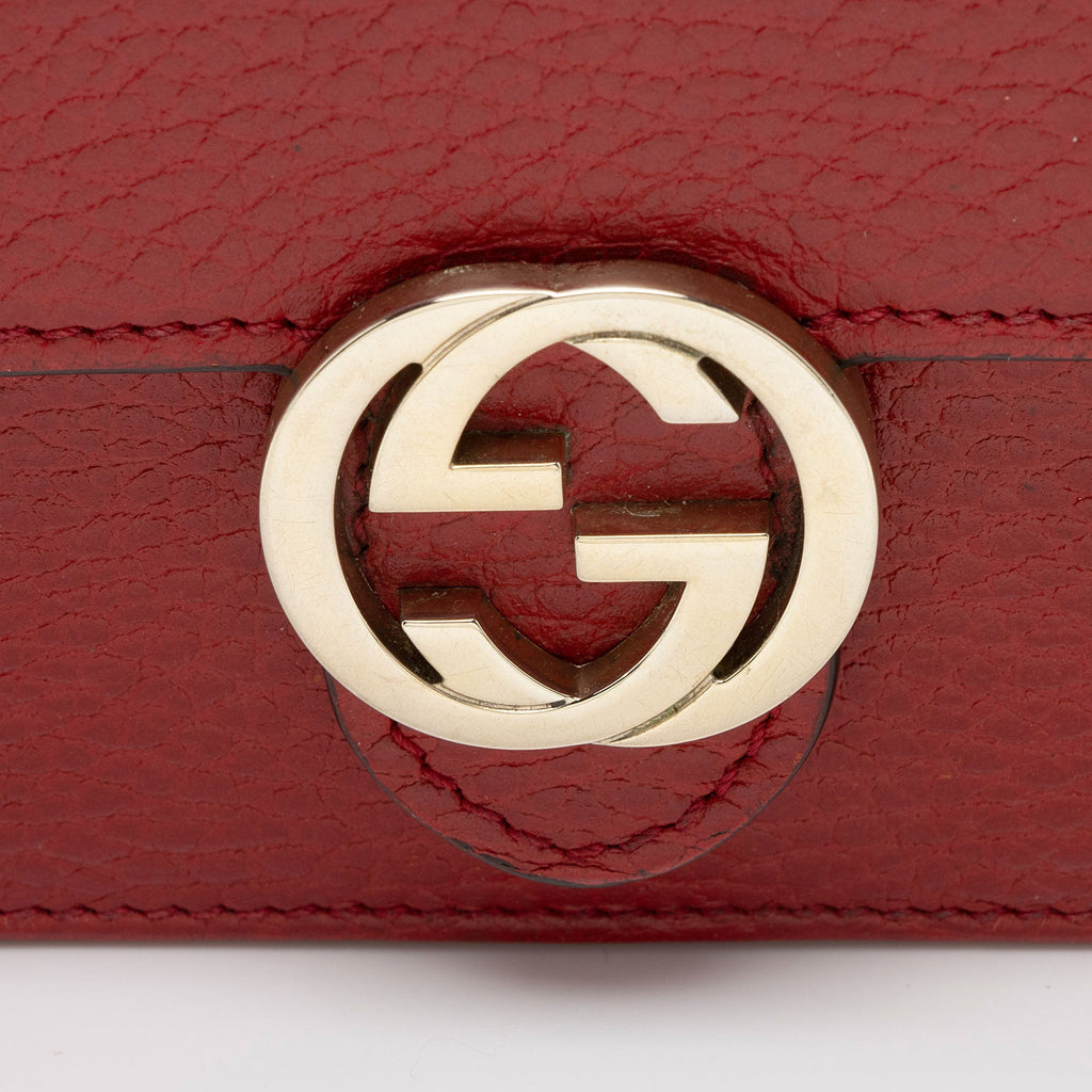 Gucci Grained Calfskin Interlocking G Chain Wallet