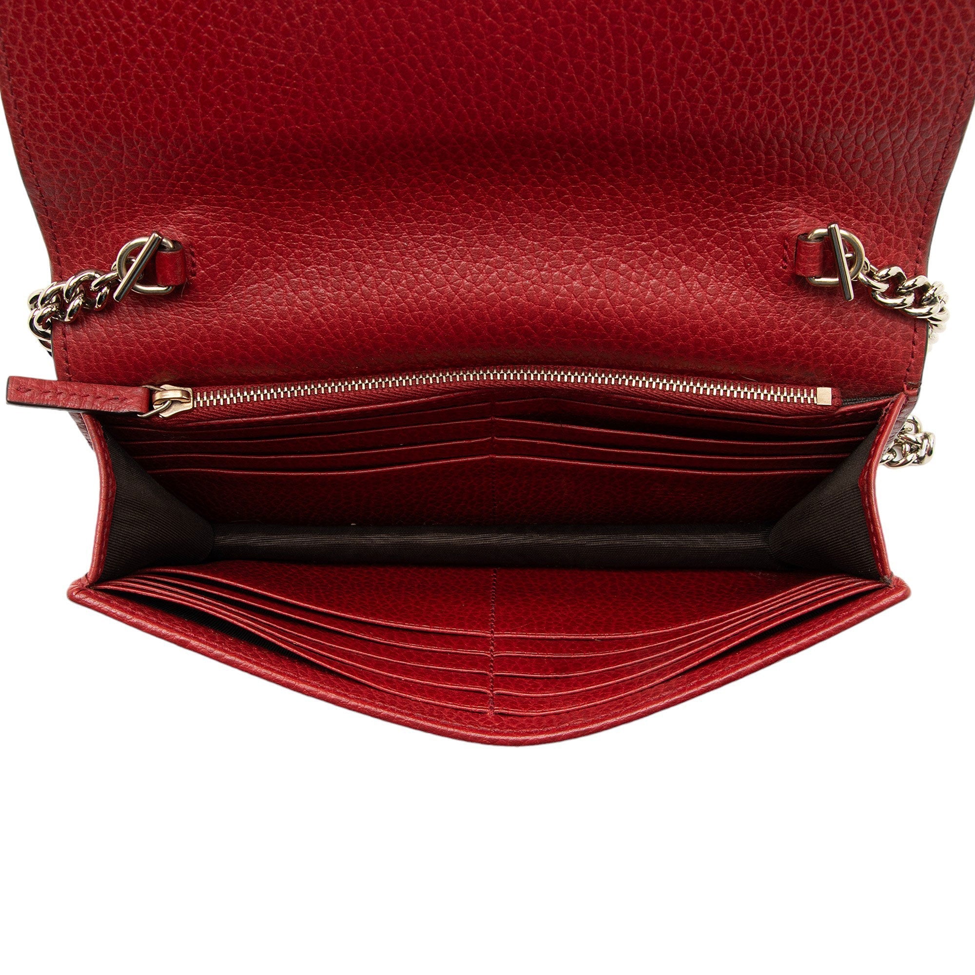 Gucci Grained Calfskin Interlocking G Chain Wallet