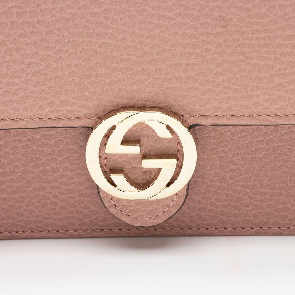 Gucci Grained Calfskin Interlocking G Chain Wallet