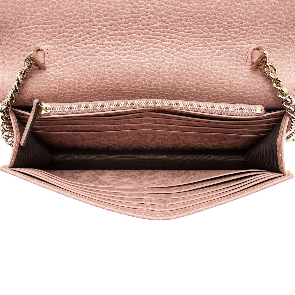 Gucci Grained Calfskin Interlocking G Chain Wallet