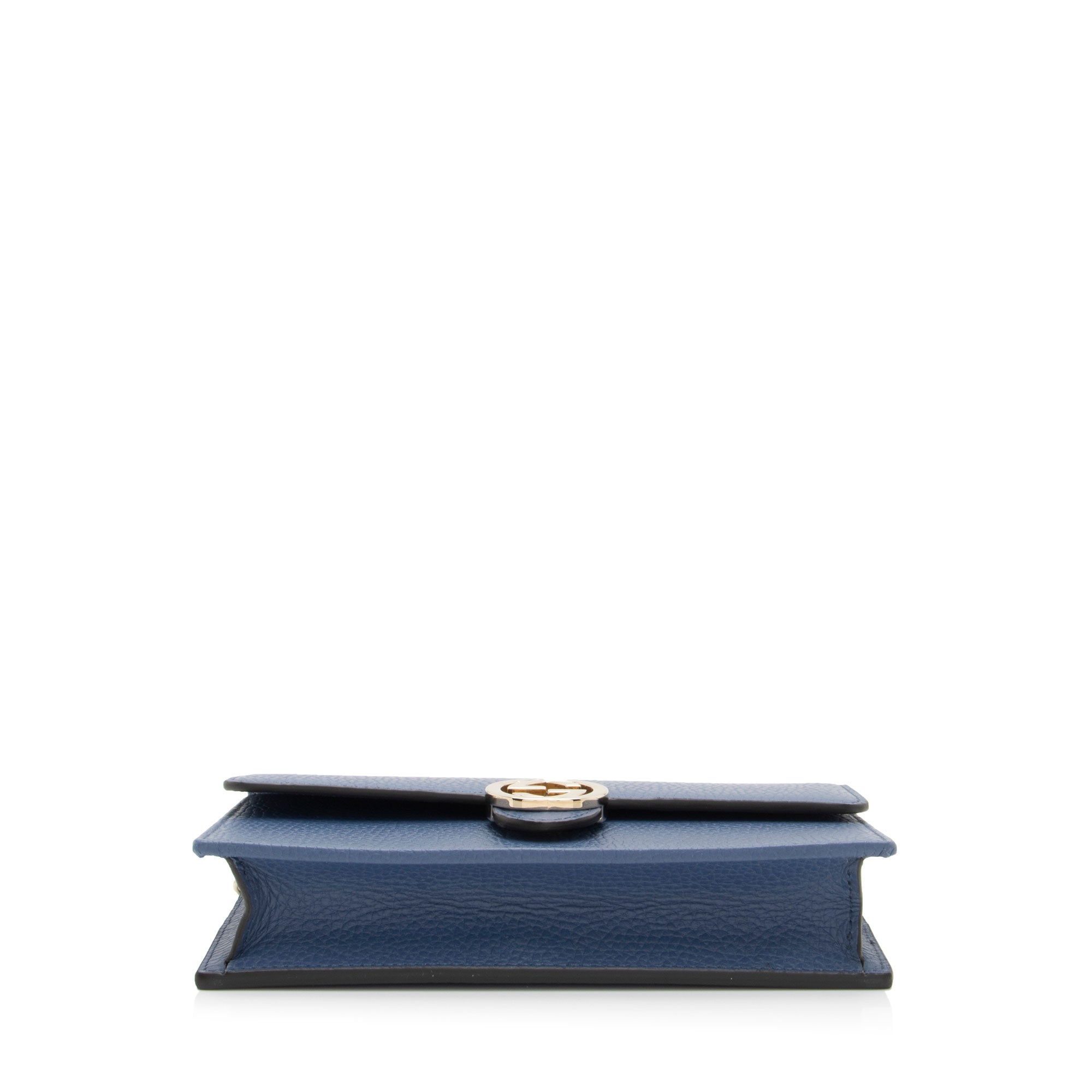 Gucci Grained Calfskin Interlocking G Chain Wallet (SHF-o6QJ2U)