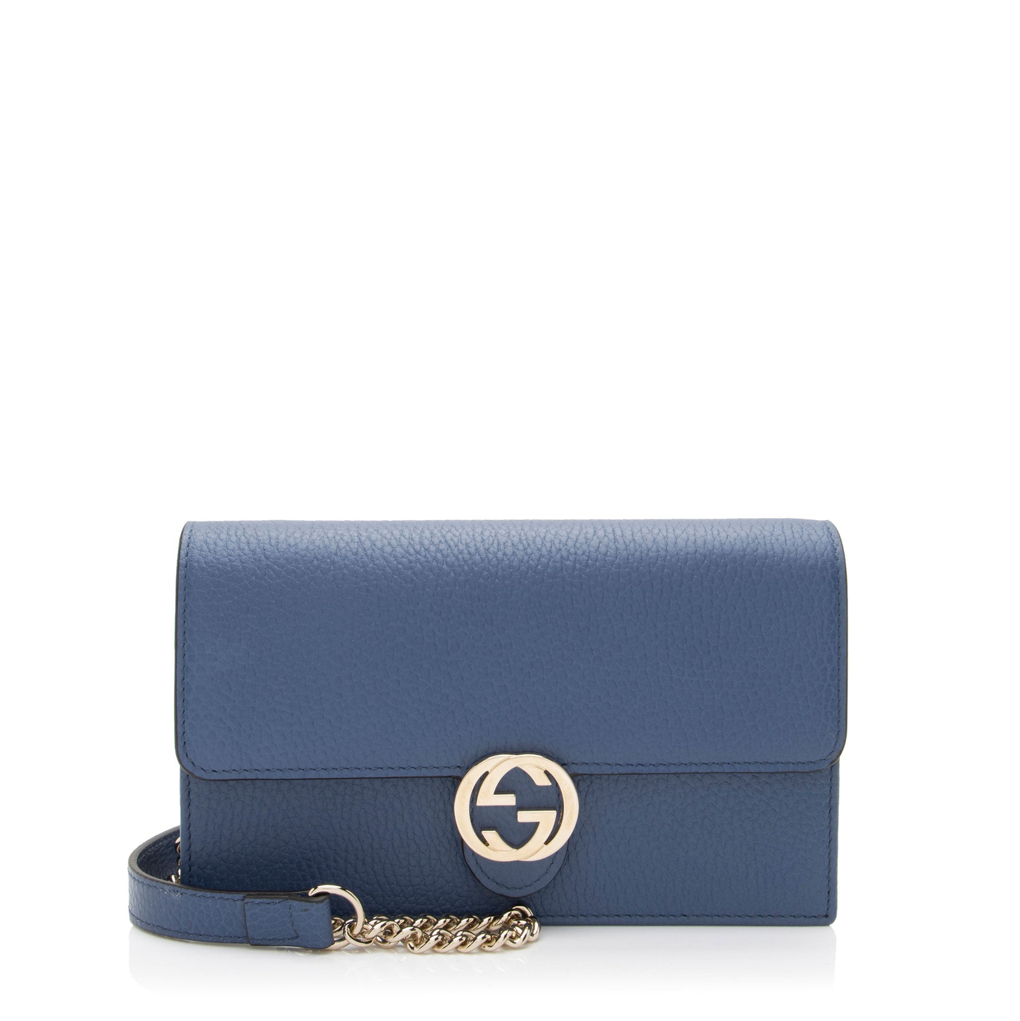 Gucci Grained Calfskin Interlocking G Chain Wallet (SHF-o6QJ2U)