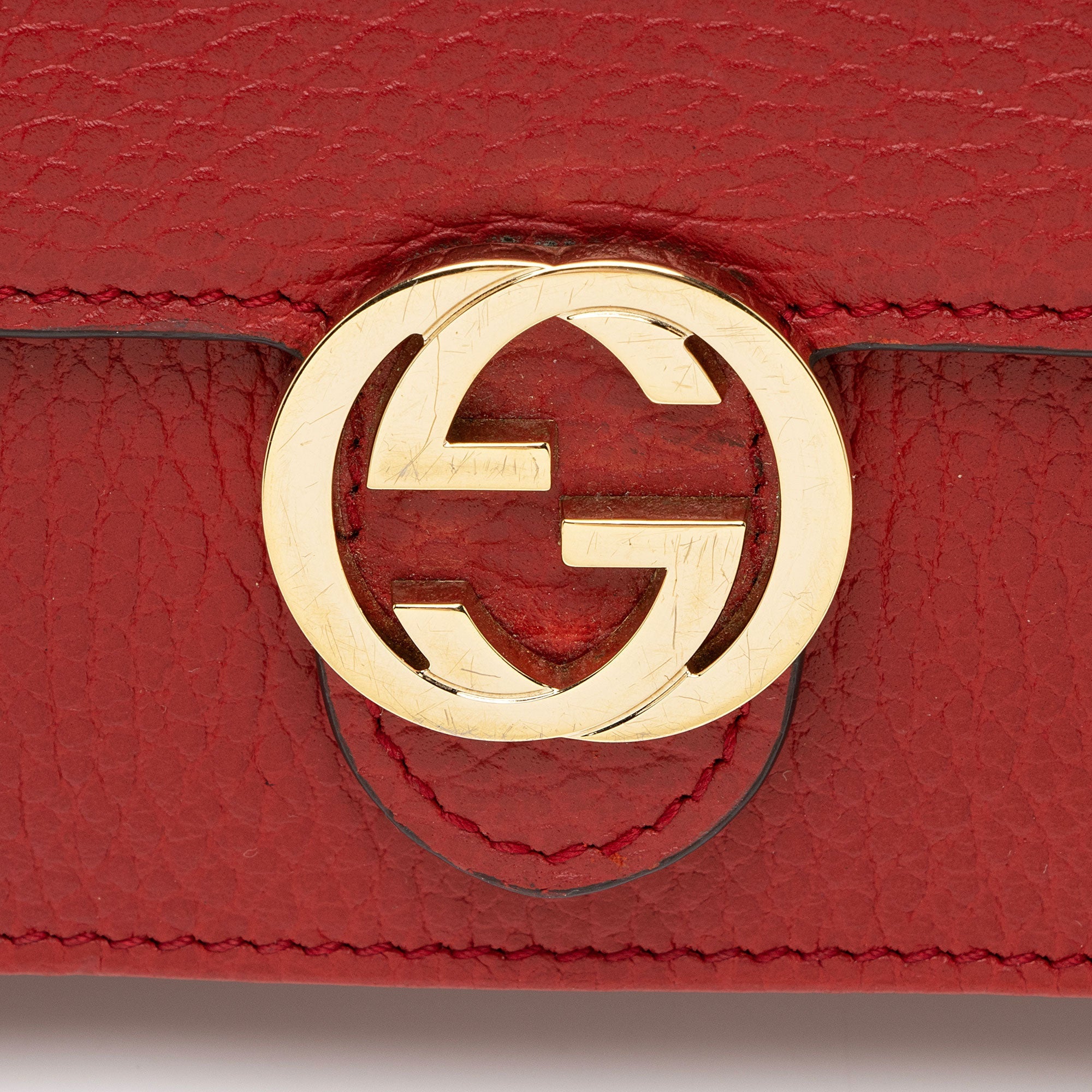 Gucci Grained Calfskin Interlocking G Chain Wallet