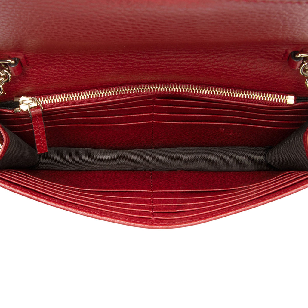 Gucci Grained Calfskin Interlocking G Chain Wallet