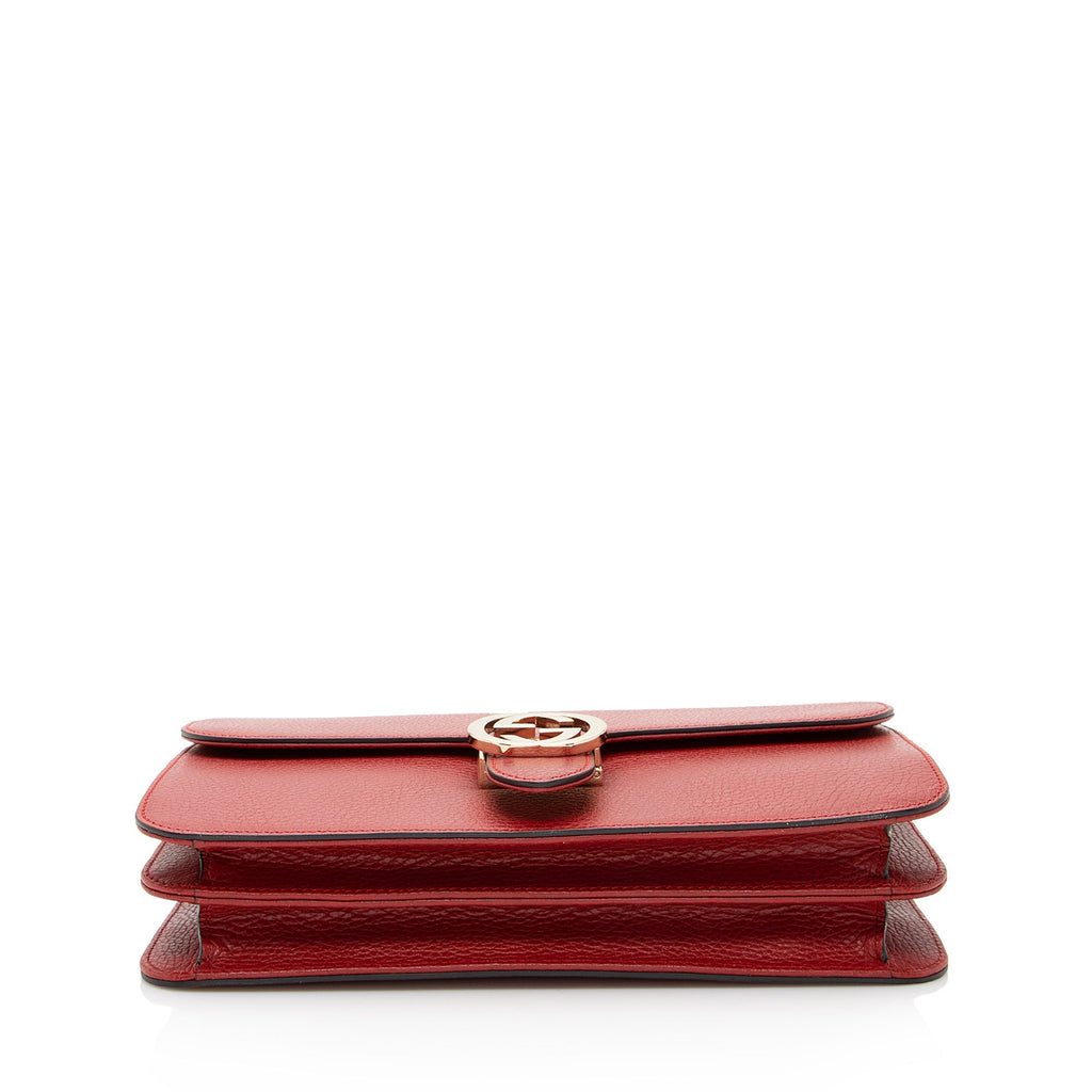 Gucci Grained Calfskin Interlocking G Medium Shoulder Bag (SHF-22410)