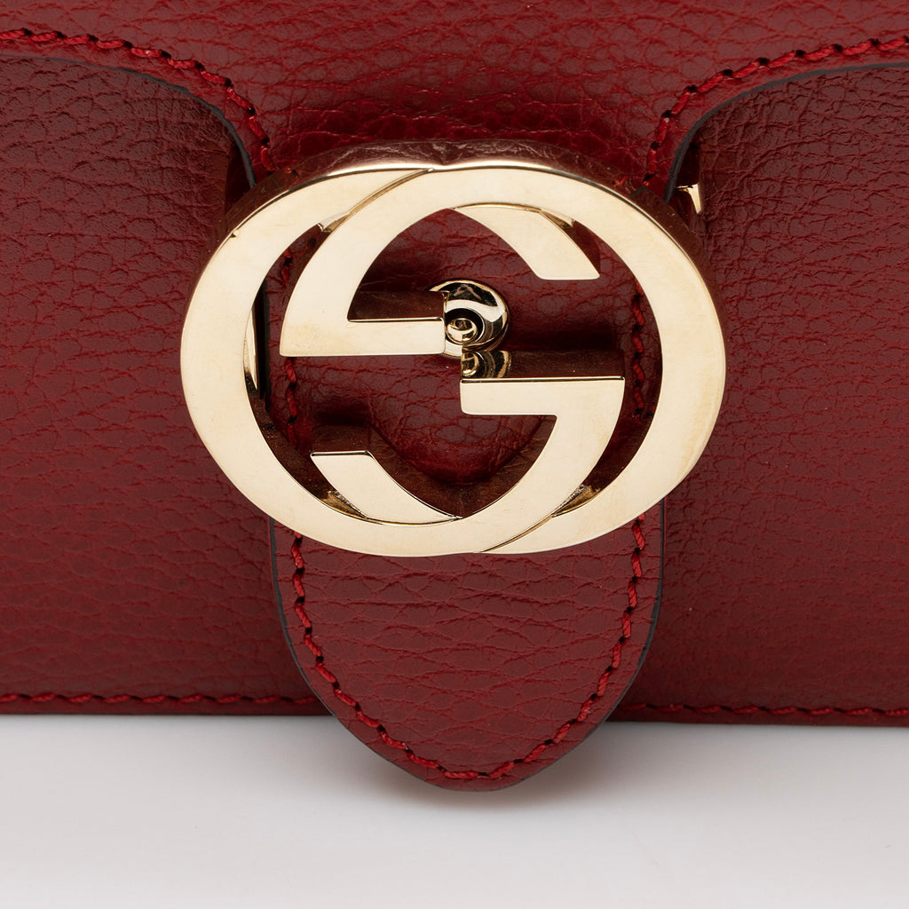 Gucci Grained Calfskin Interlocking G Medium Shoulder Bag (SHF-22410)