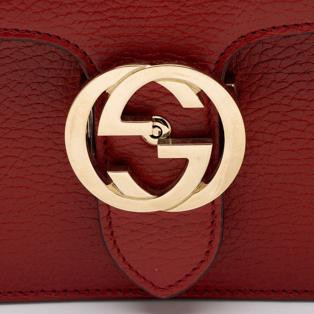 Gucci Grained Calfskin Interlocking G Small Shoulder Bag (SHF-0utu9Q)