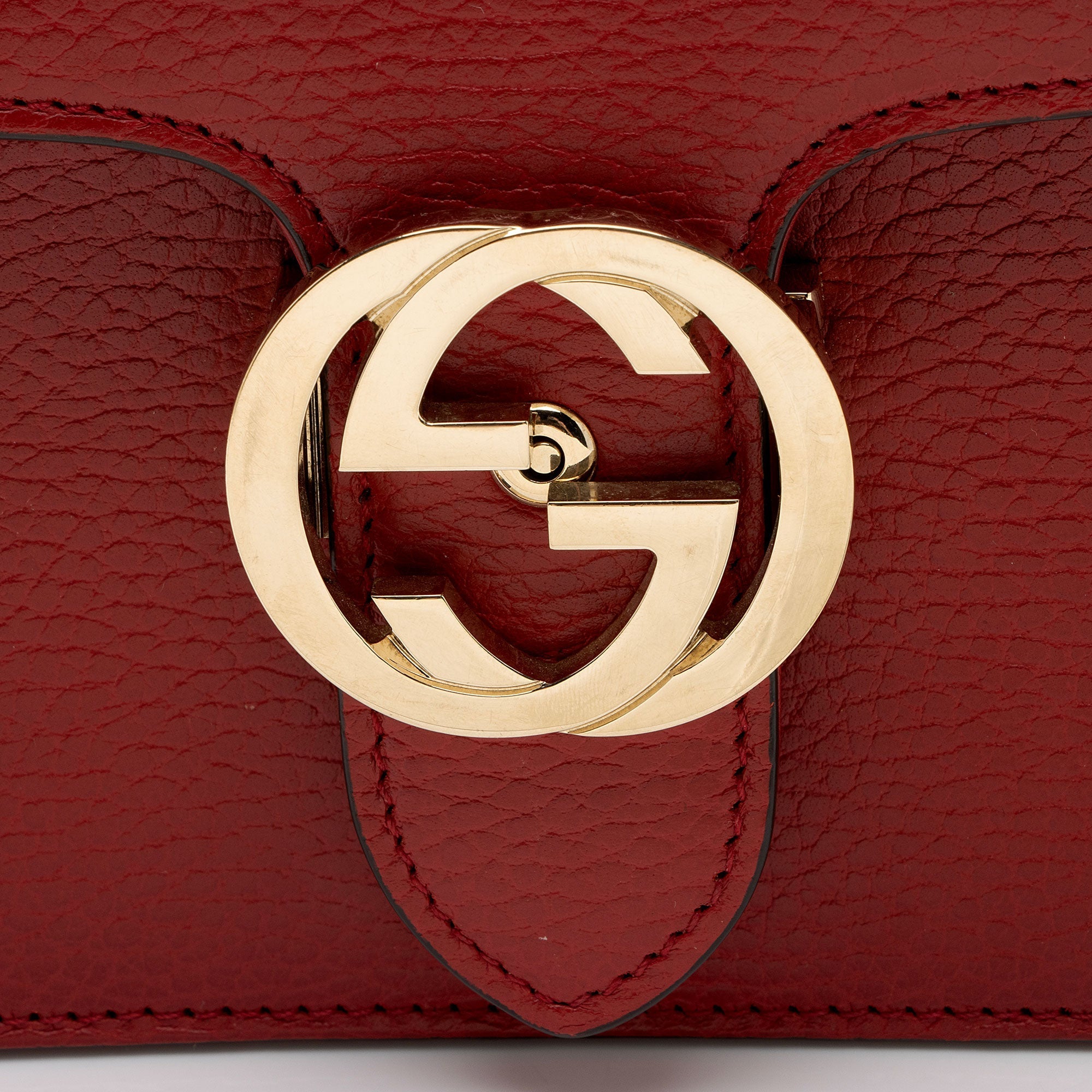 Gucci Grained Calfskin Interlocking G Small Shoulder Bag (SHF-0utu9Q)
