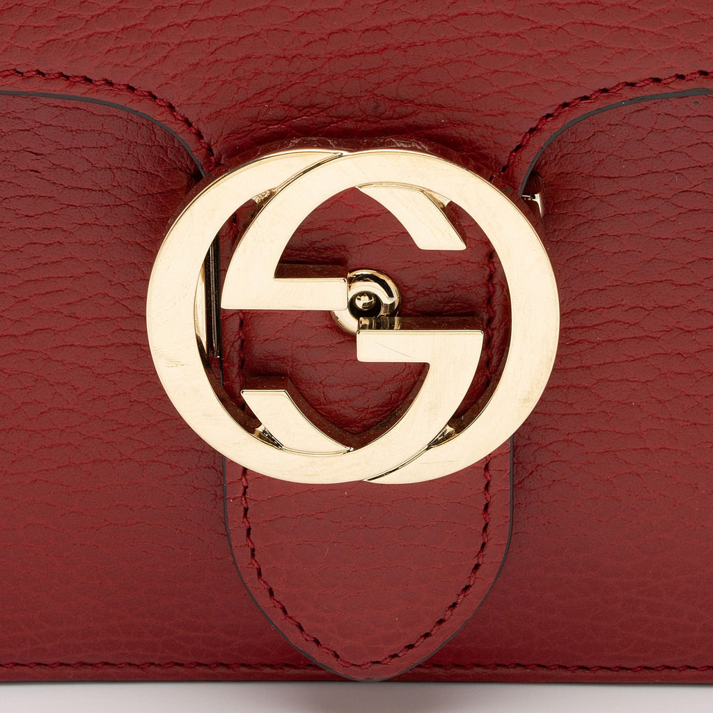 Gucci Grained Calfskin Interlocking G Small Shoulder Bag (SHF-8gS5ns)