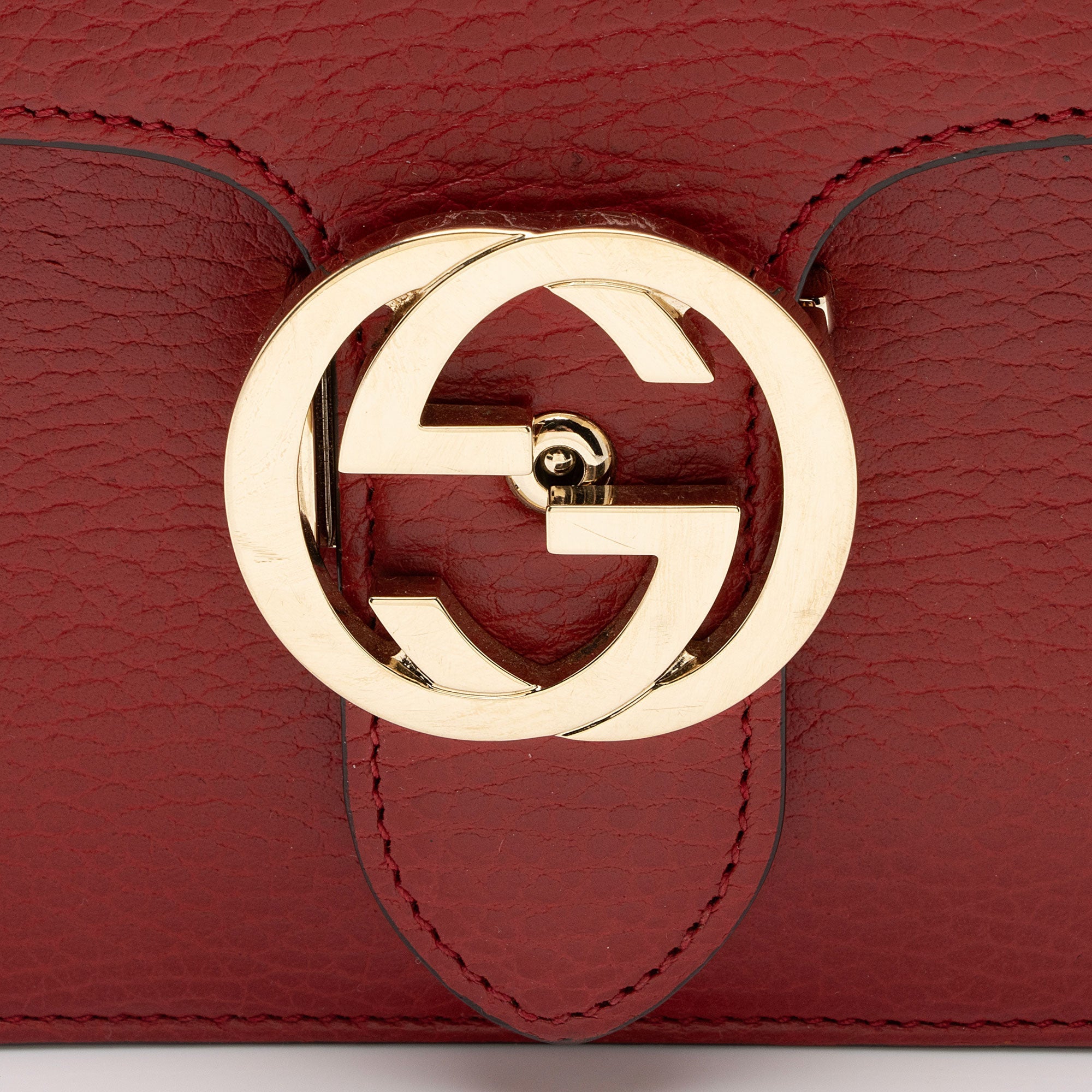 Gucci Grained Calfskin Interlocking G Small Shoulder Bag (SHF-8gS5ns)