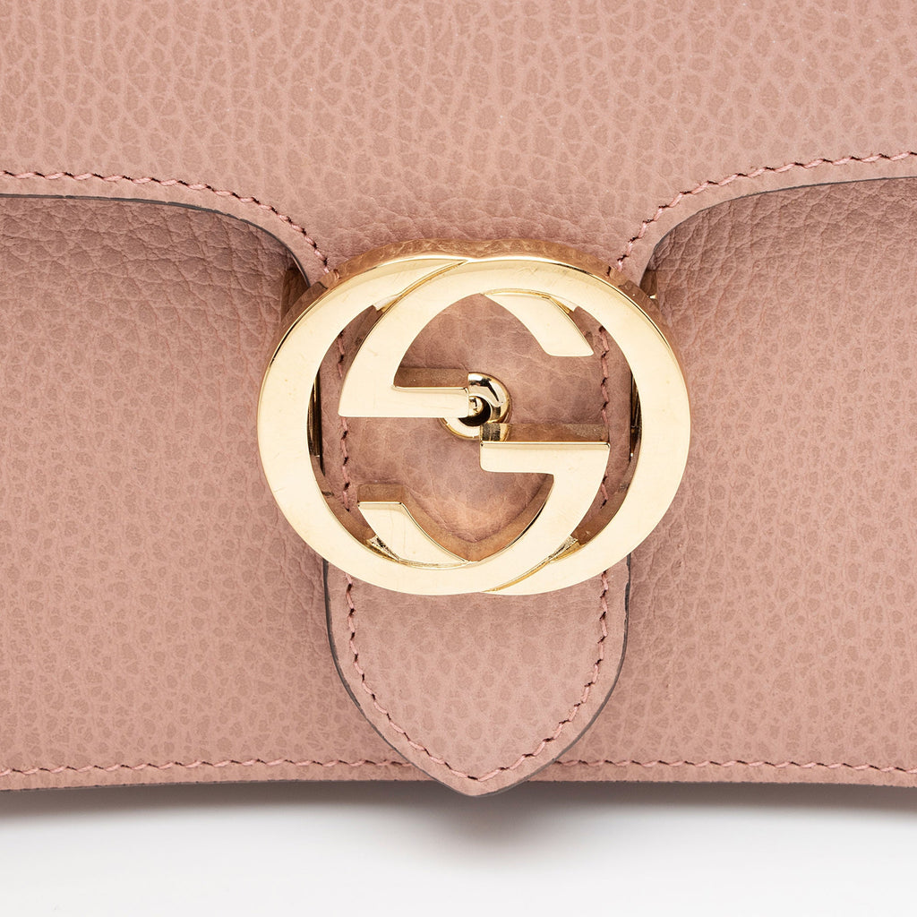Gucci Grained Calfskin Interlocking G Small Shoulder Bag (SHF-BPuIFX)