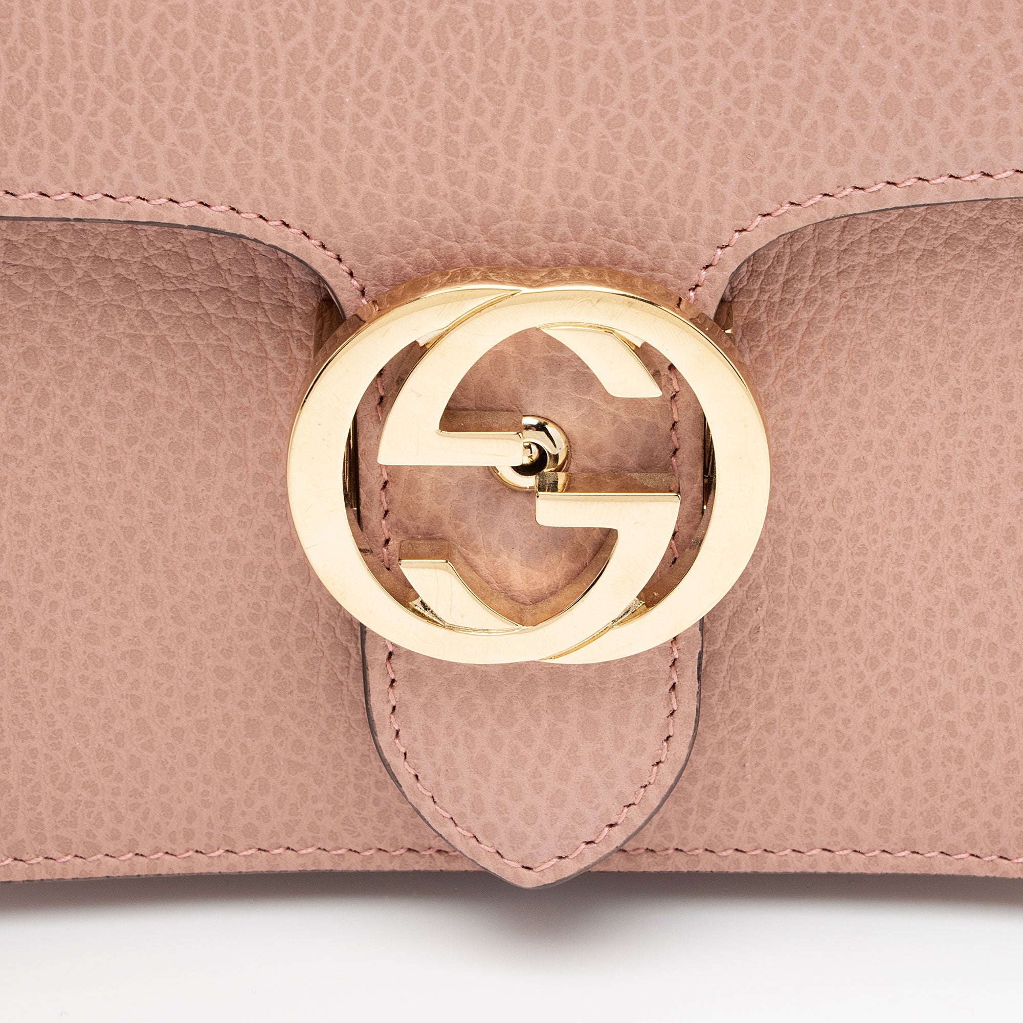 Gucci Grained Calfskin Interlocking G Small Shoulder Bag (SHF-BPuIFX)