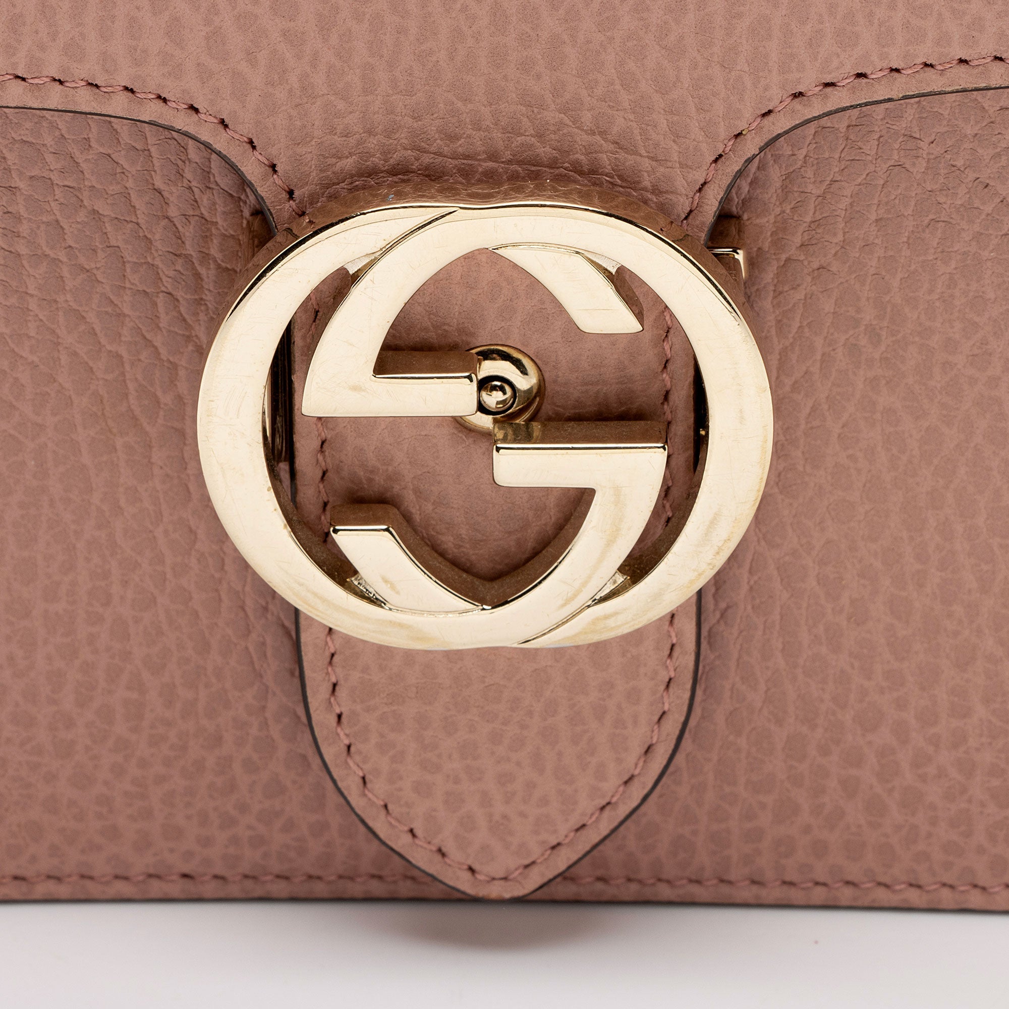 Gucci Grained Calfskin Interlocking G Small Shoulder Bag (SHF-eMNjXX)