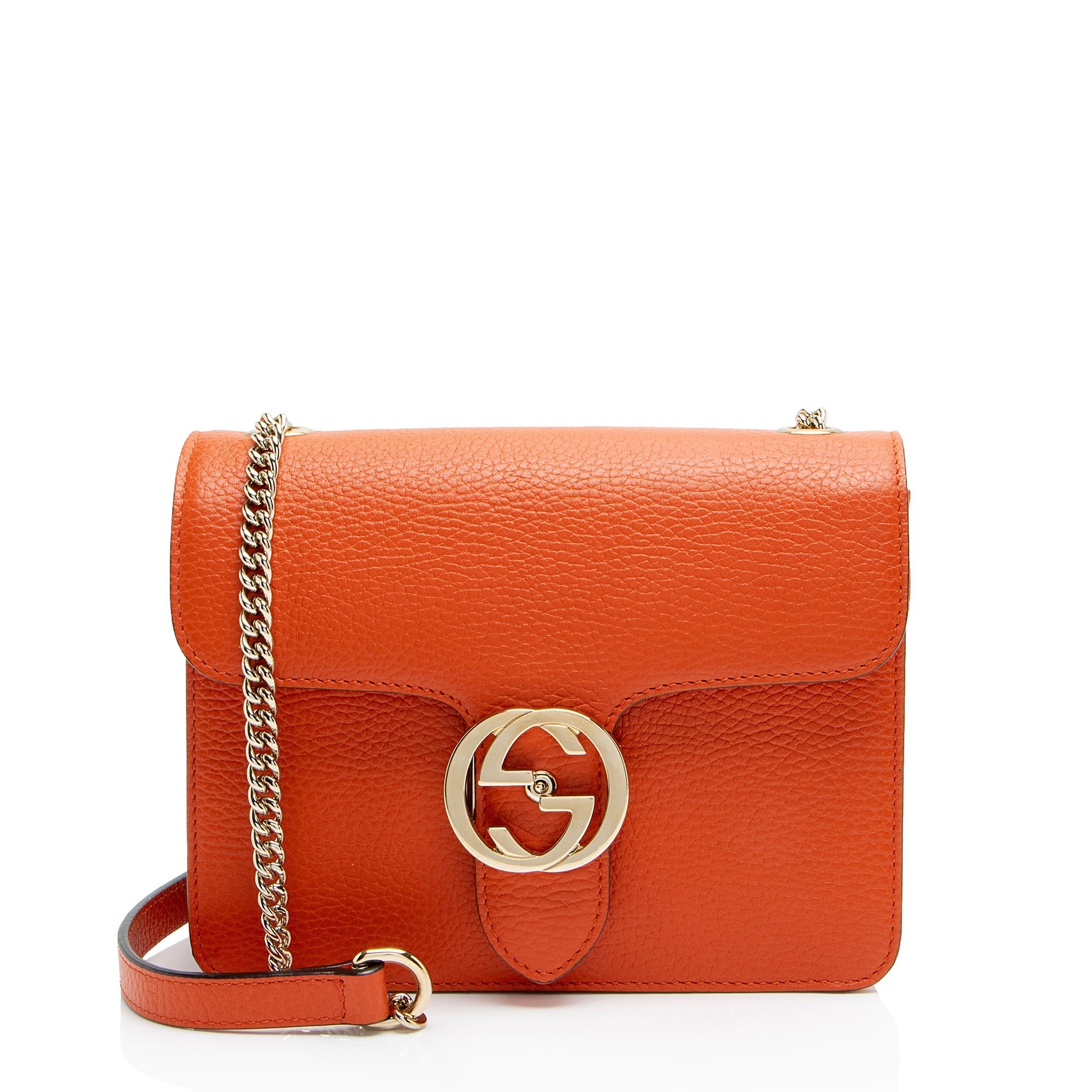 Gucci Grained Calfskin Interlocking G Small Shoulder Bag