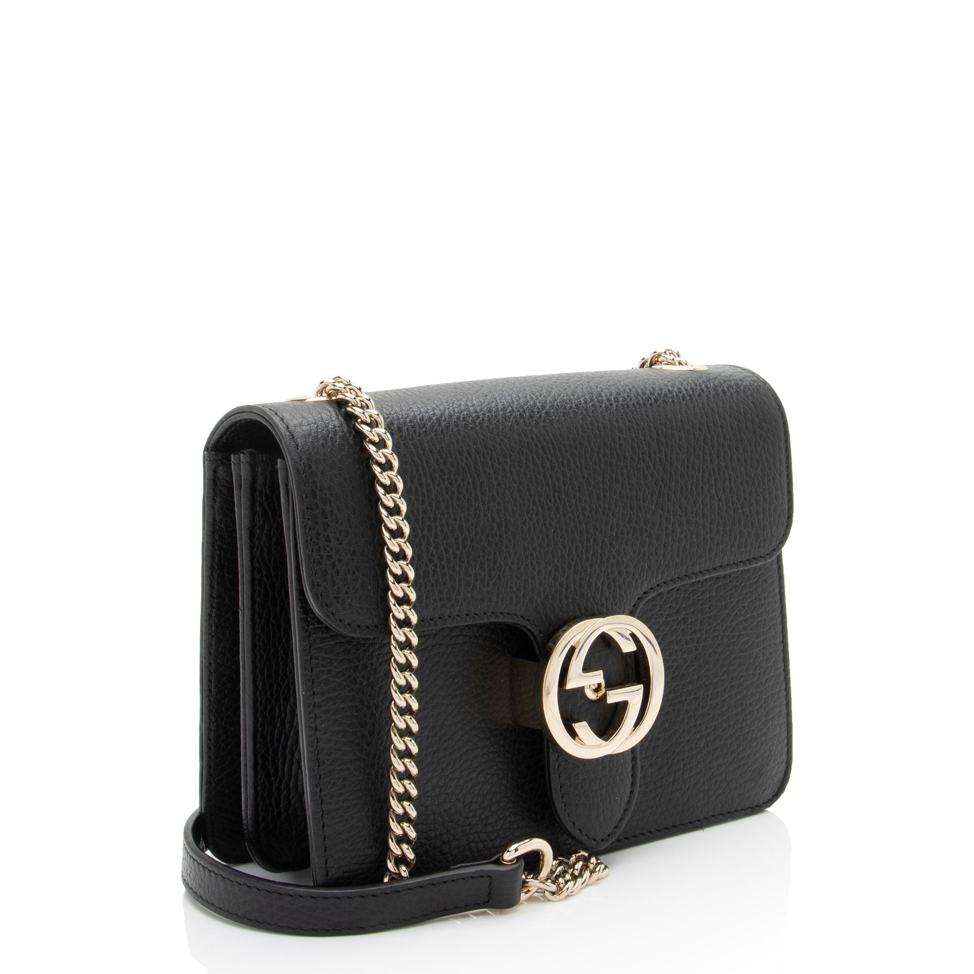 Gucci Grained Calfskin Interlocking G Small Shoulder Bag