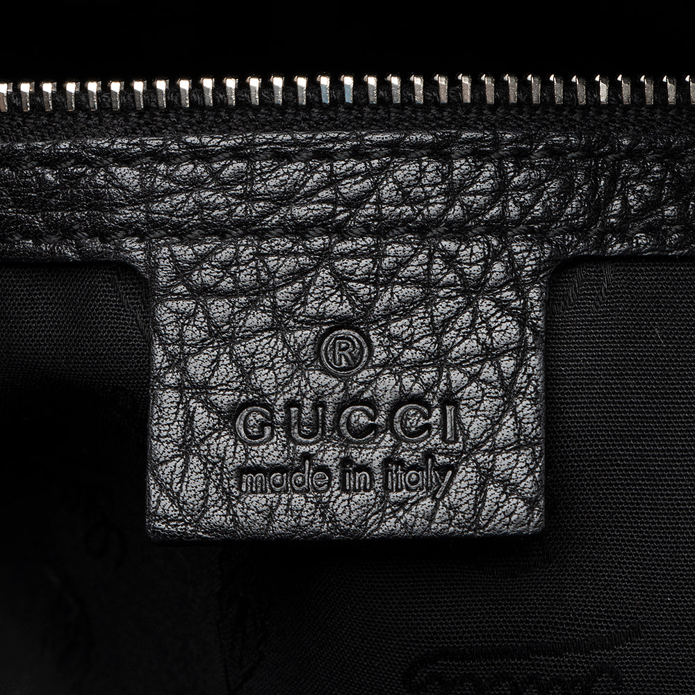 Gucci Grained Leather Bamboo Bar Medium Tote (SHF-19935)