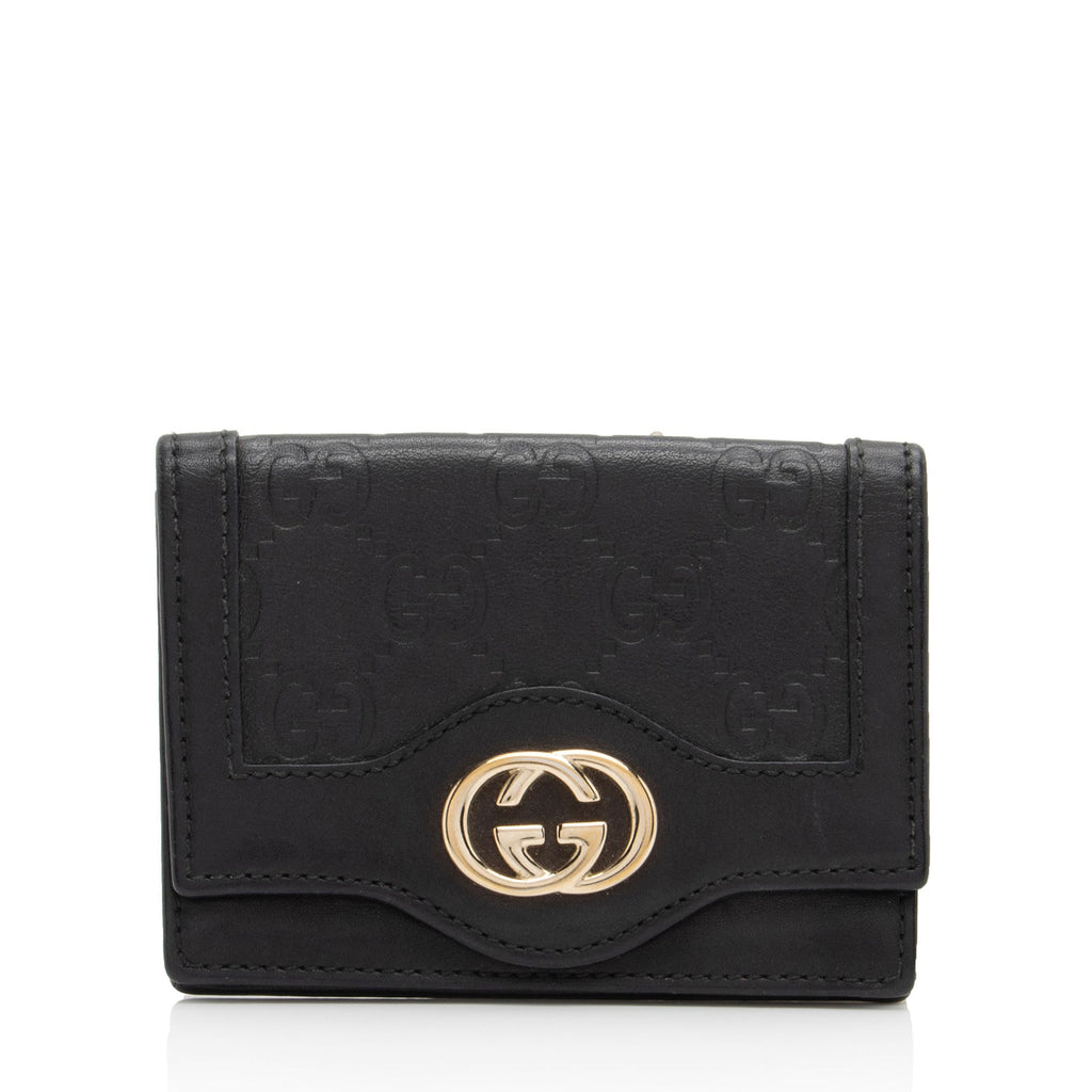 Gucci Guccissima Leather Interlocking G Card Case (SHF-g3aB9I)