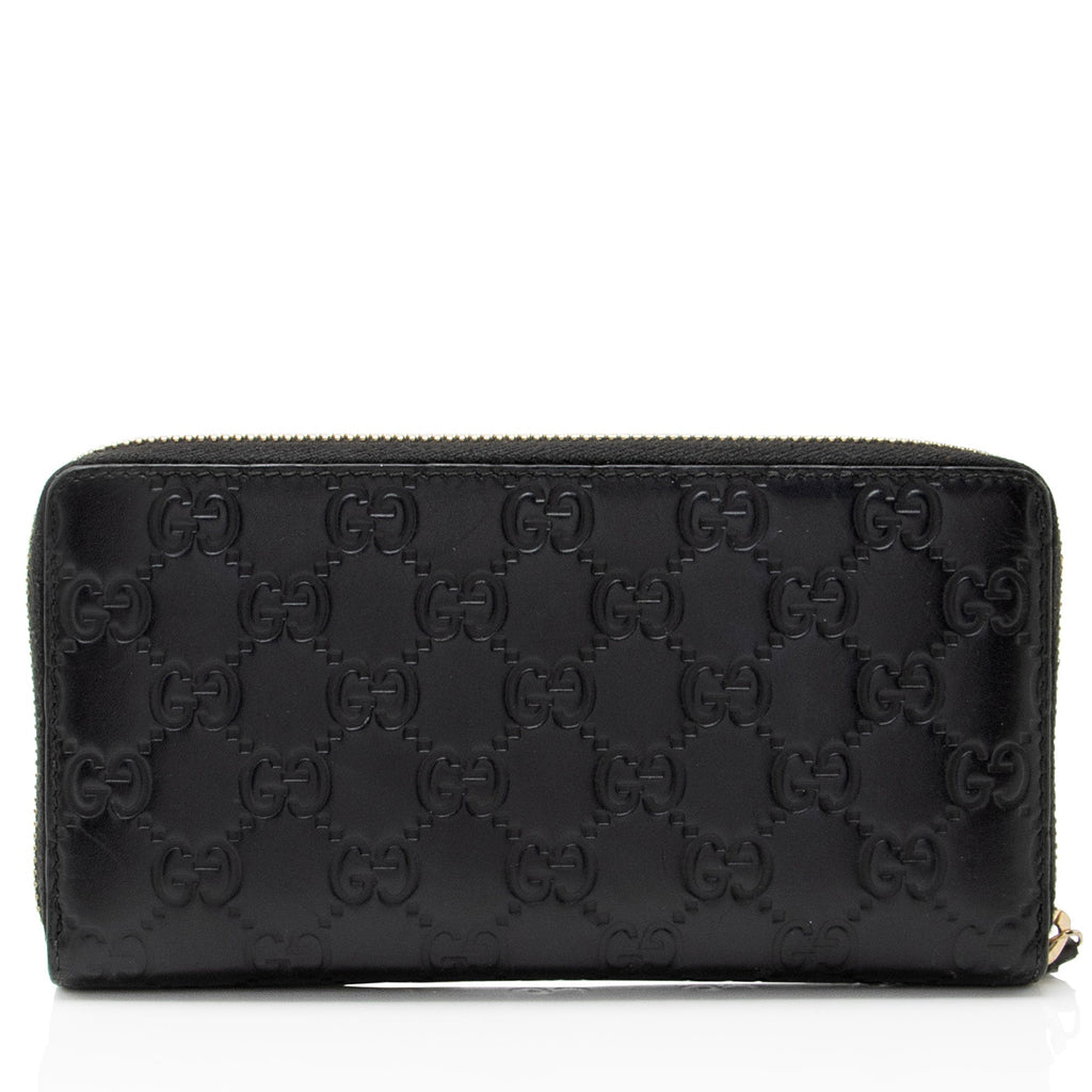 Gucci Guccissima Leather Bow Zip Around Wallet