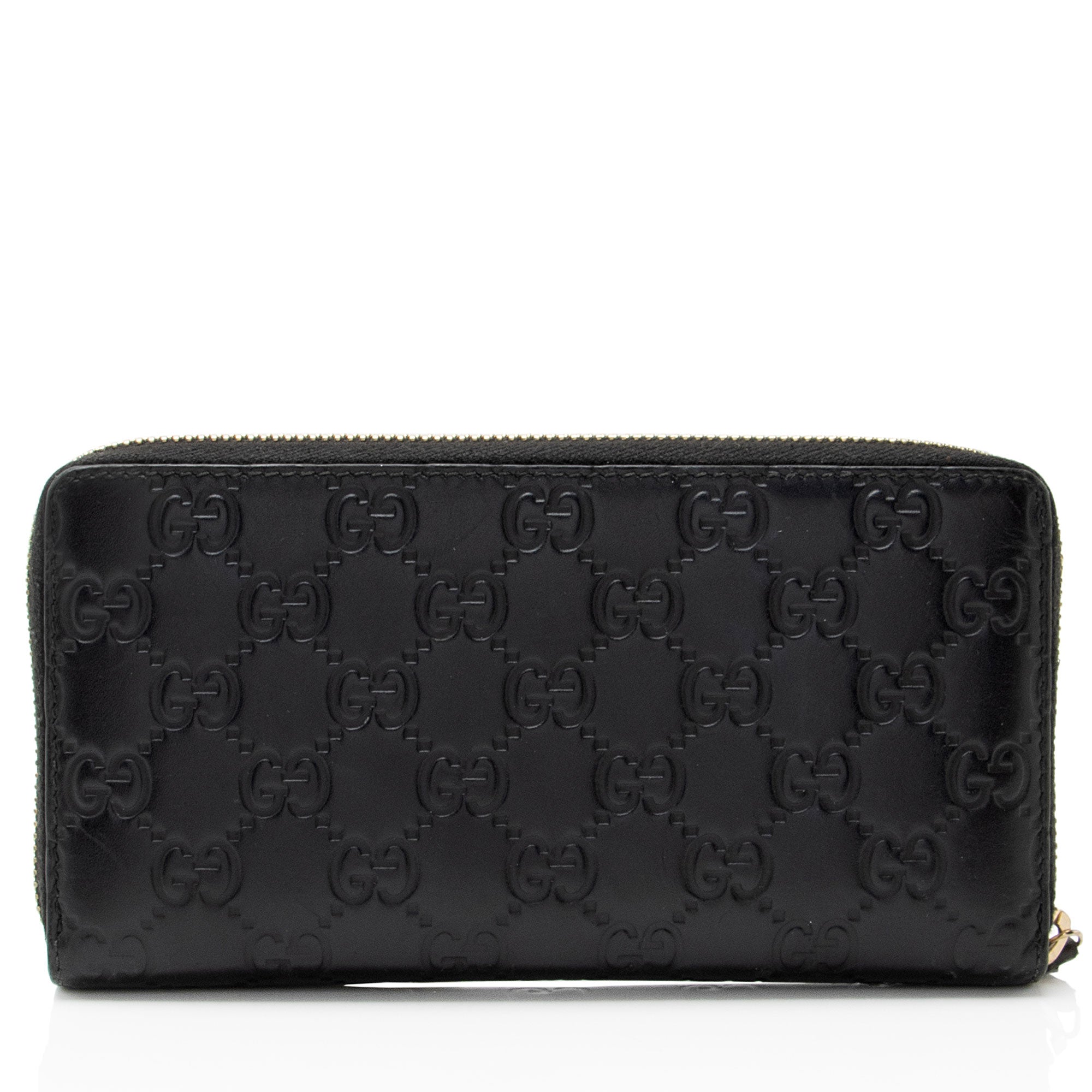 Gucci Guccissima Leather Bow Zip Around Wallet