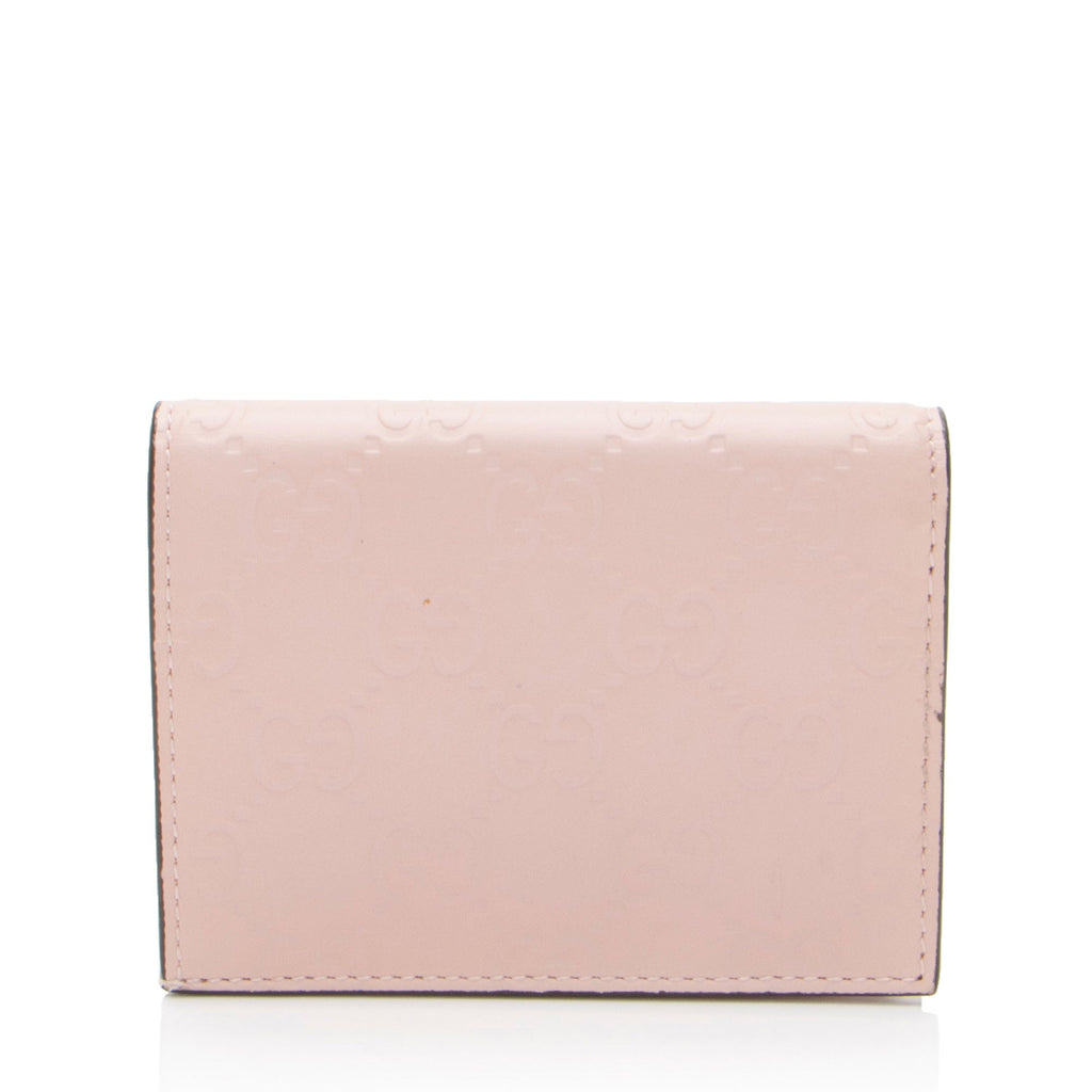 Gucci Guccissima Leather Crystal Cat Card Case (SHF-hencsi)