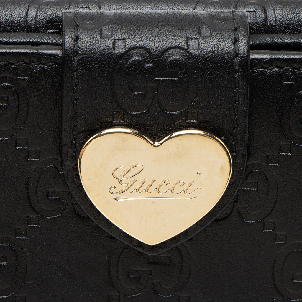 Gucci Guccissima Leather Heart Script ContinLBtal Wallet