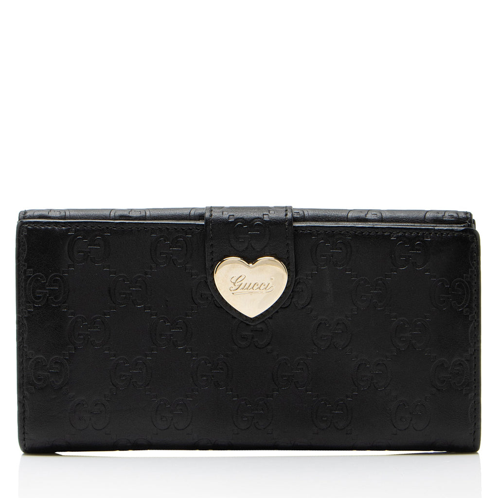 Gucci Guccissima Leather Heart Script ContinLBtal Wallet