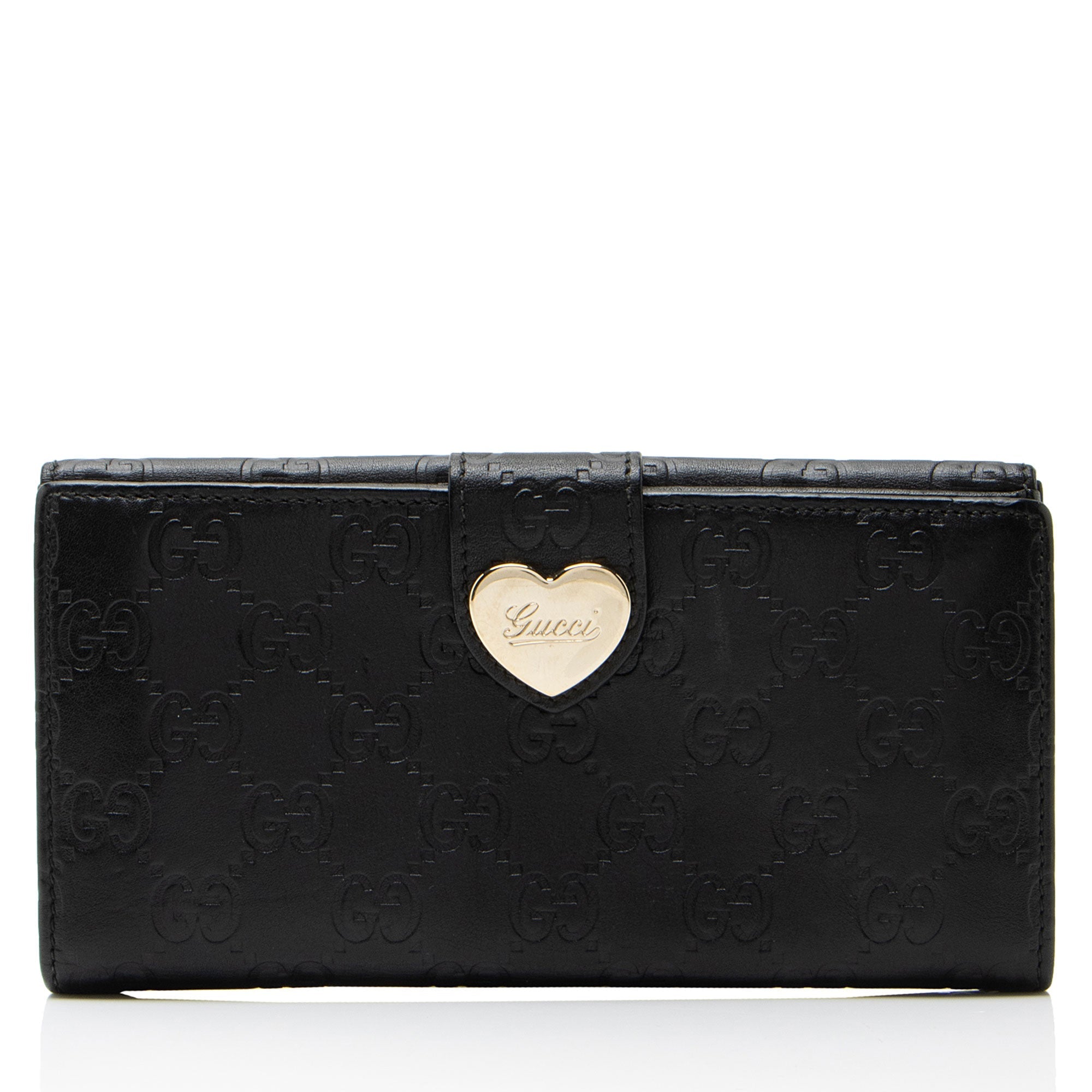Gucci Guccissima Leather Heart Script ContinLBtal Wallet