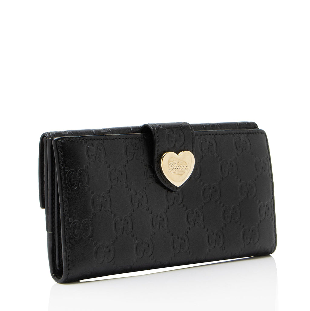 Gucci Guccissima Leather Heart Script ContinLBtal Wallet