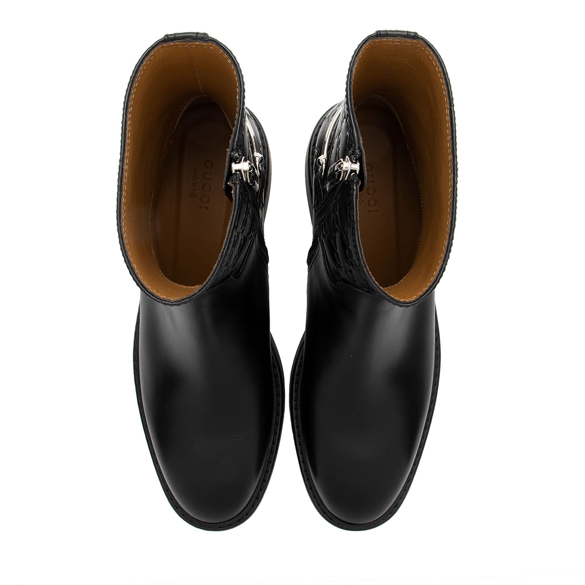 Gucci Guccissima Leather Horsebit Ankle Boots - Size 8 / 38