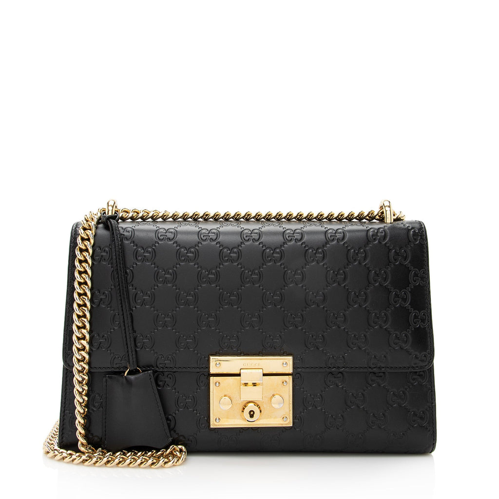 Gucci Guccissima Leather Padlock Medium Shoulder Bag (SHF-22514)