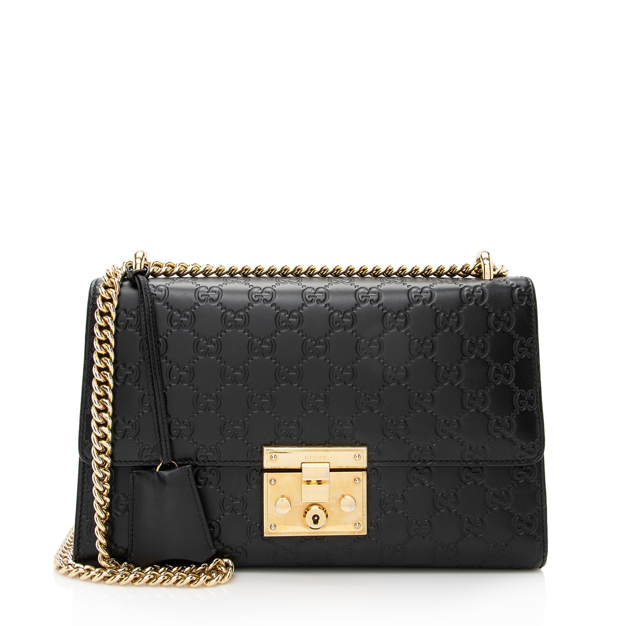 Gucci Guccissima Leather Padlock Medium Shoulder Bag (SHF-22514)