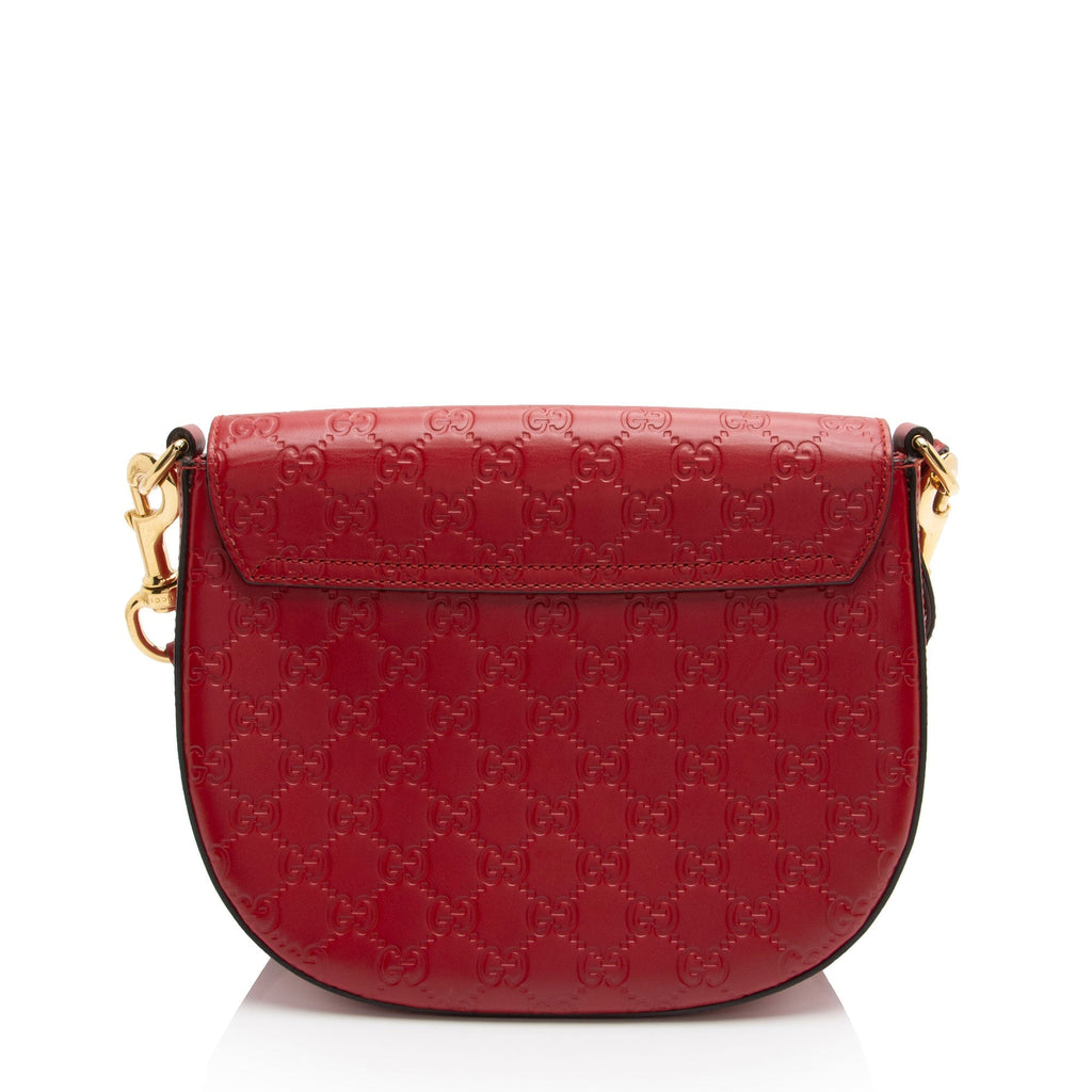 Gucci Guccissima Leather Padlock Saddle Medium Shoulder Bag (SHF-hLwZmE)