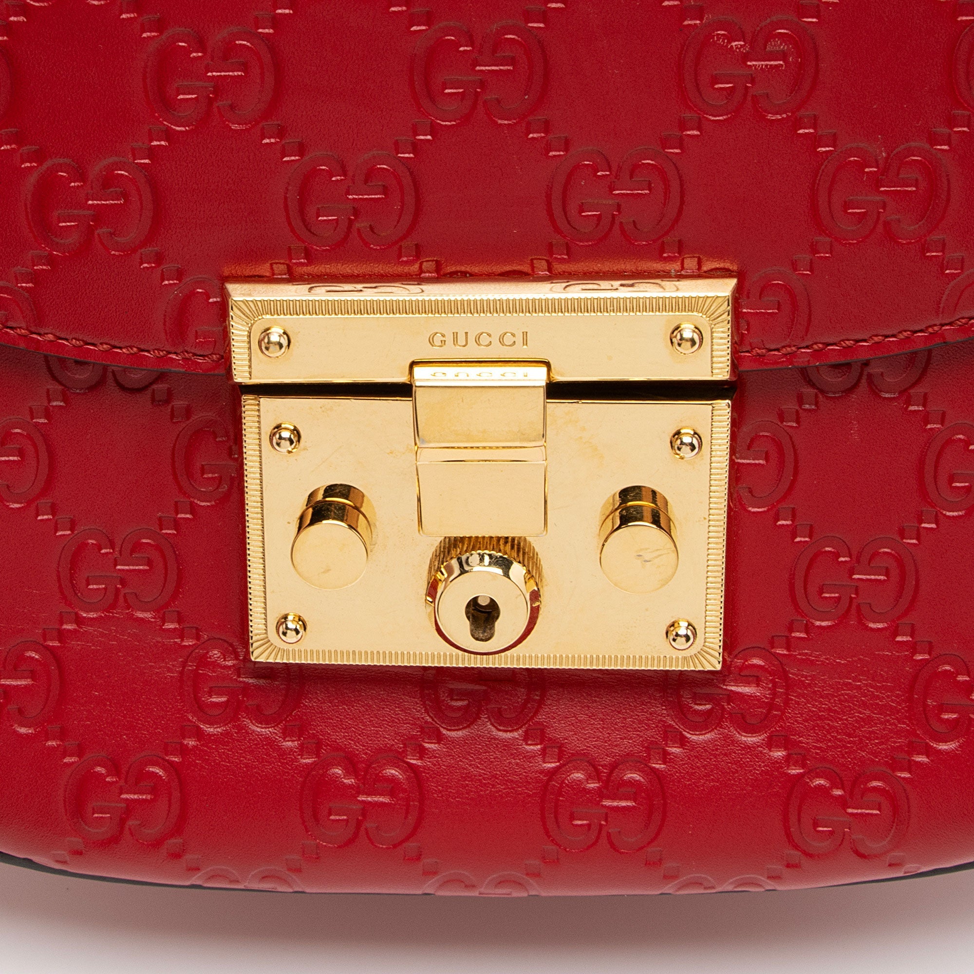 Gucci Guccissima Leather Padlock Saddle Medium Shoulder Bag (SHF-hLwZmE)
