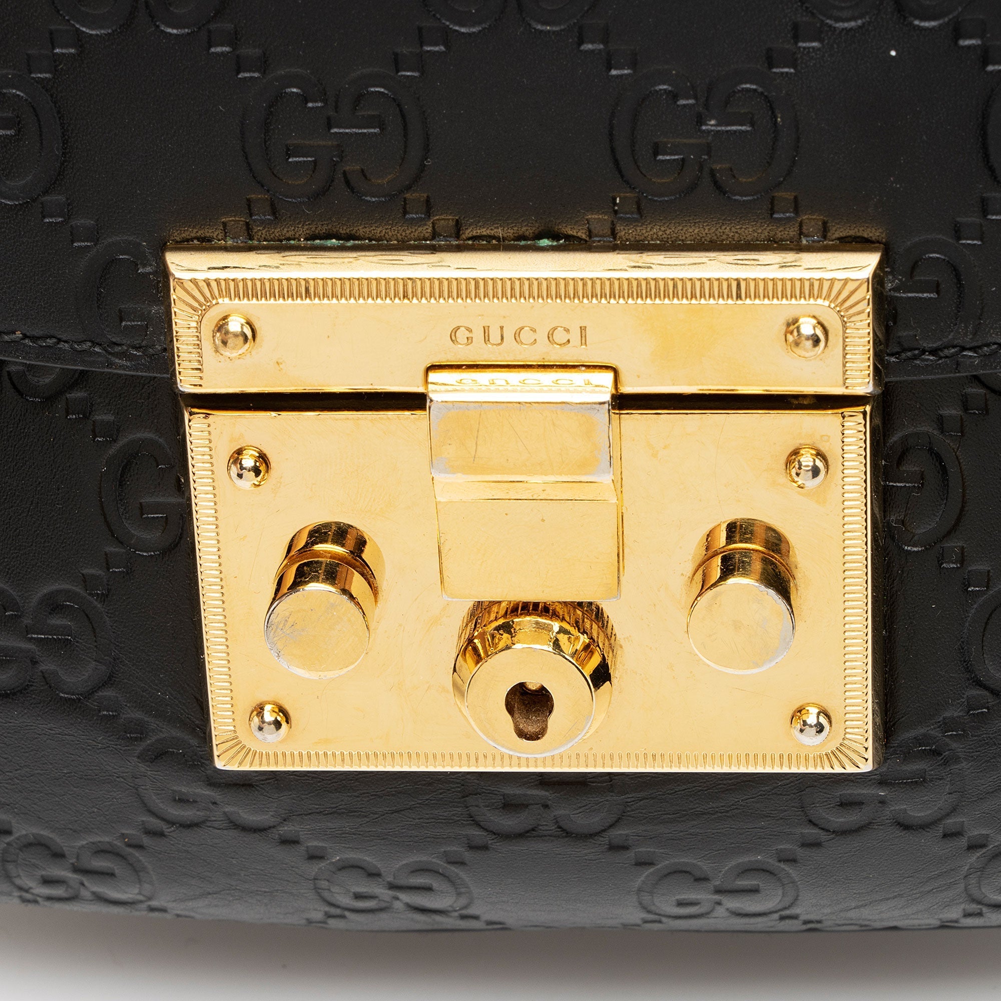 Gucci Guccissima Leather Padlock Saddle Medium Shoulder Bag