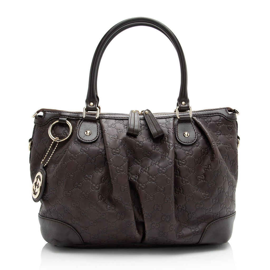 Gucci Guccissima Leather Sukey Top Handle Large Satchel (SHF-23263)