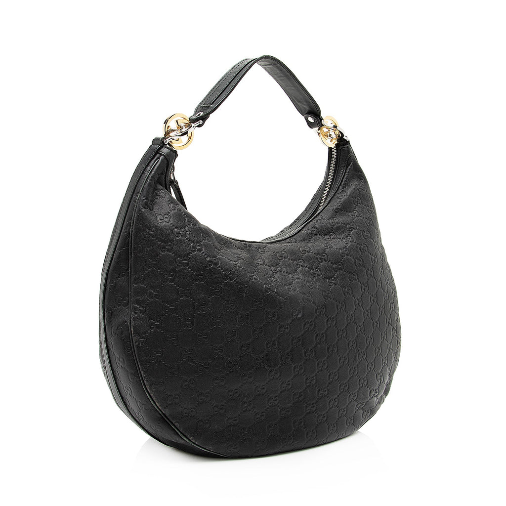 Gucci Guccissima Leather Twins Medium Hobo (SHF-23161)