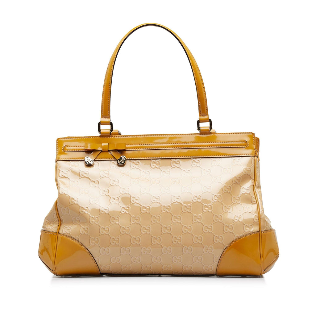 Gucci Guccissima Patent Leather Mayfair Handbag (SHG-JsaISF)