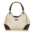 Gucci Guccissima-Trimmed Canvas Colbert Wooden Handle Shoulder Bag (SHG-34854)