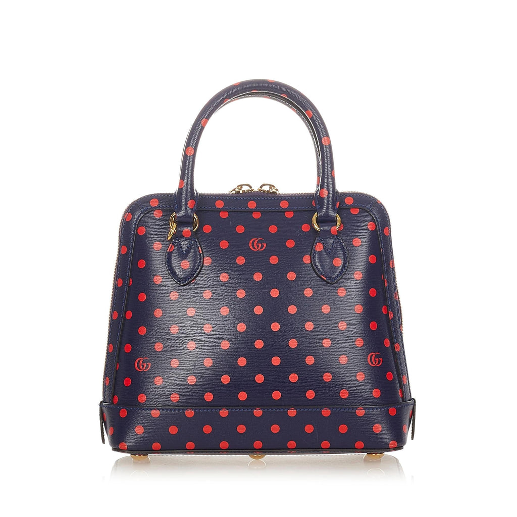 Gucci Horsebit 1955 Polka Dot Leather Handbag (SHG-26094)