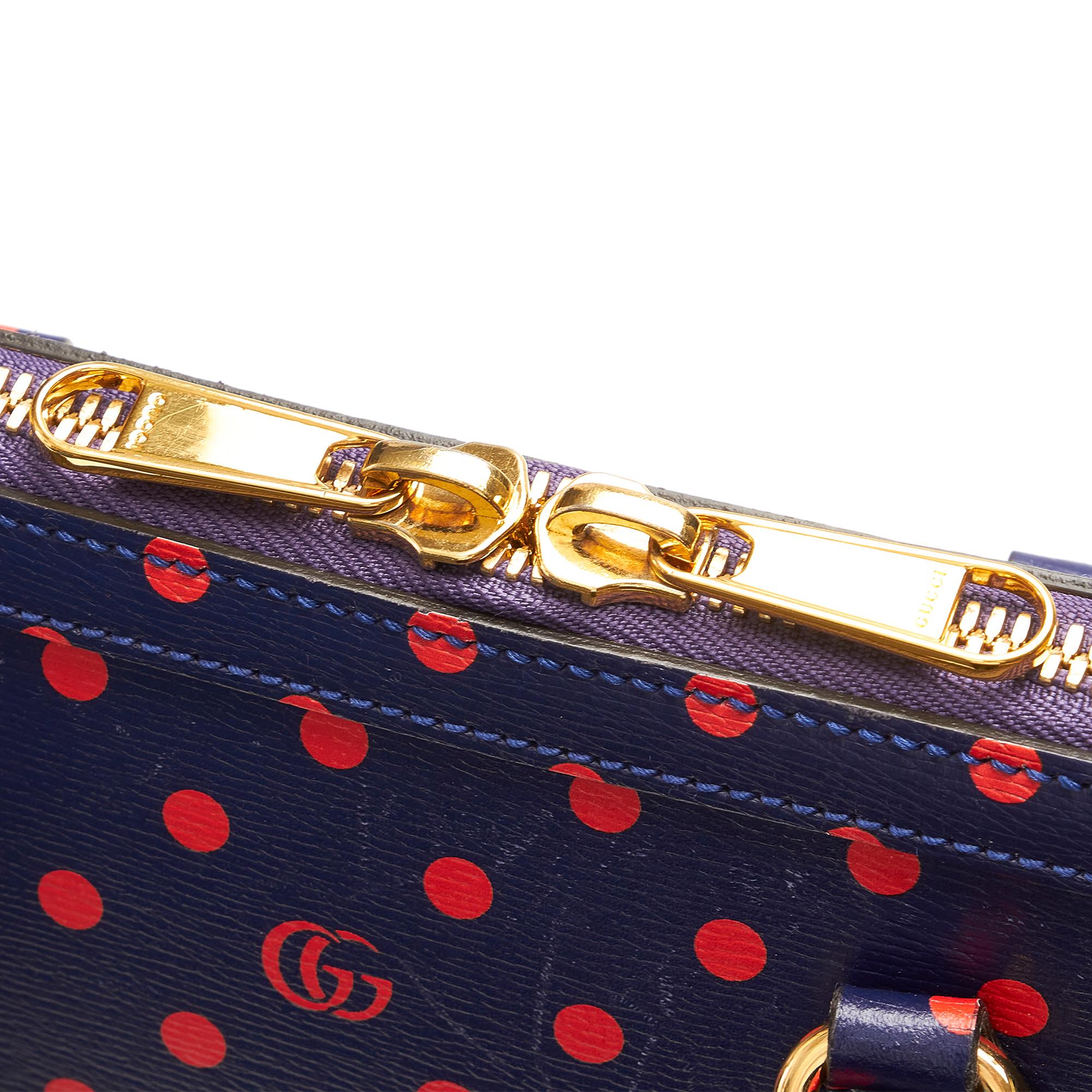 Gucci Horsebit 1955 Polka Dot Leather Handbag (SHG-26094)