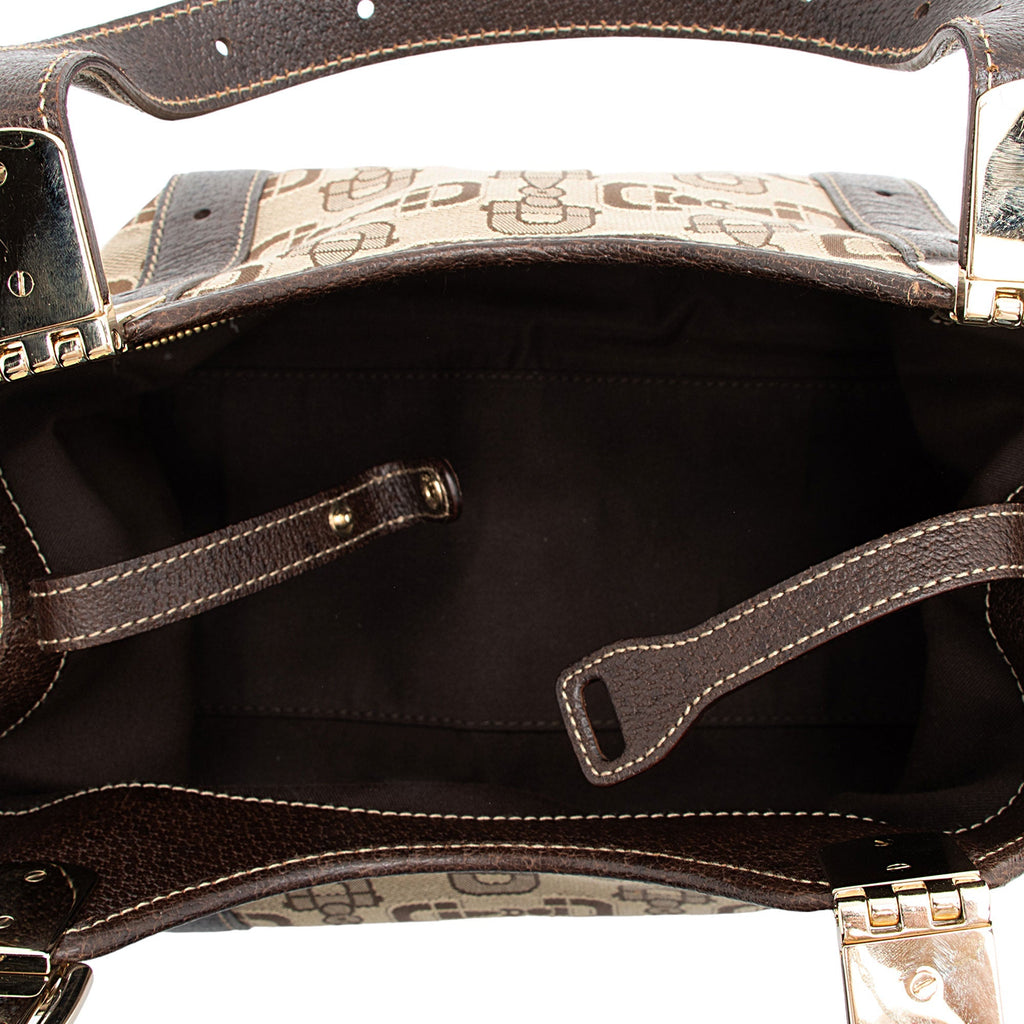 Gucci Horsebit Canvas Shoulder Bag (SHF-t8v4XG)