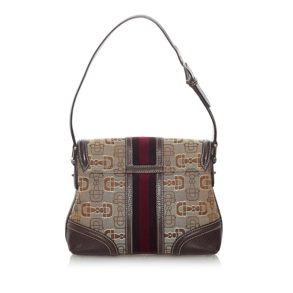 Gucci Horsebit Canvas Web Treasure Shoulder Bag (SHG-29348)