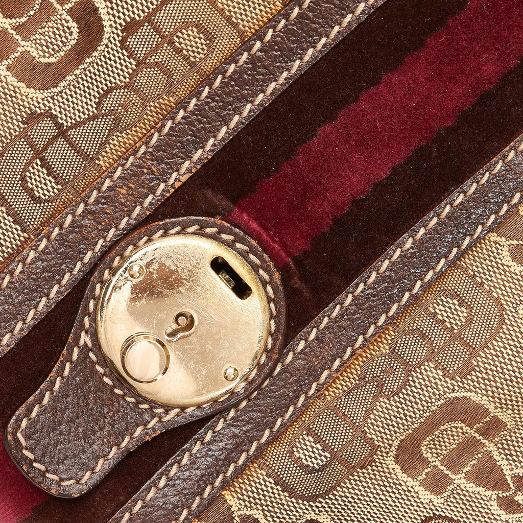 Gucci Horsebit Canvas Web Treasure Shoulder Bag (SHG-DaSmAf)