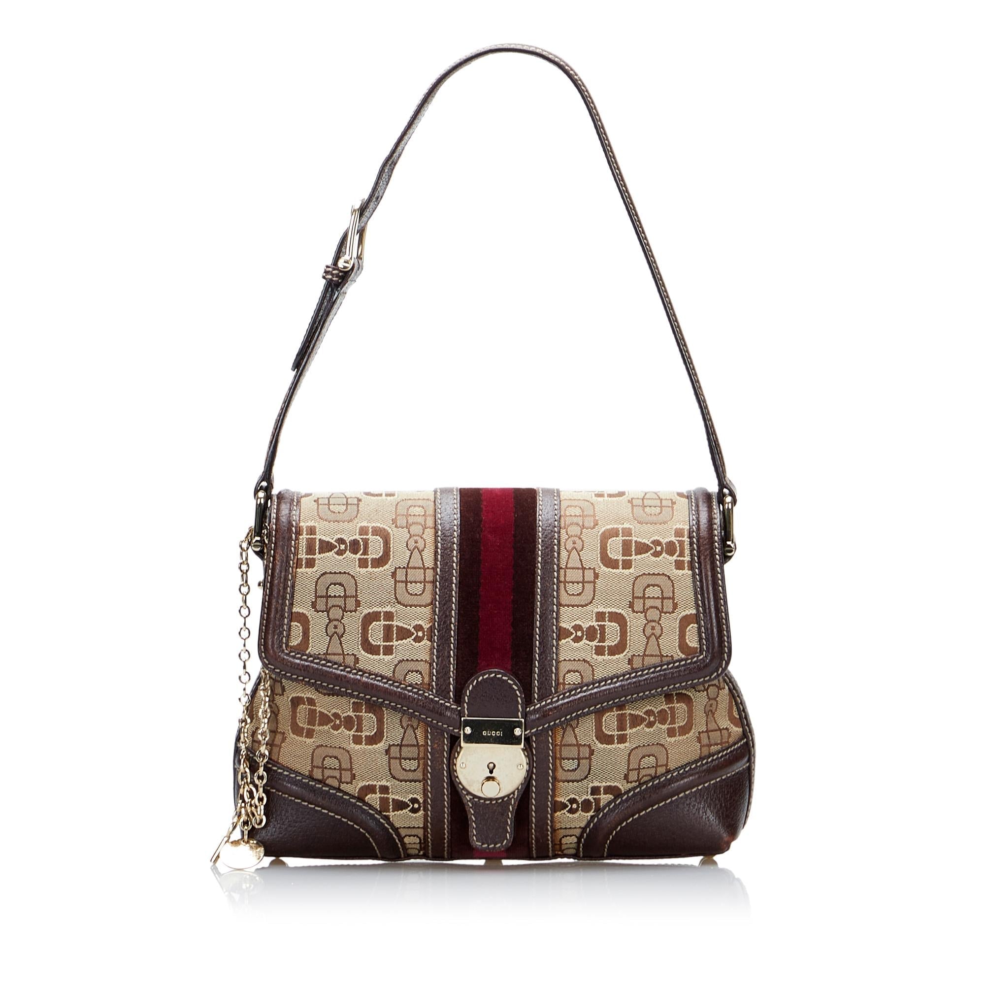 Gucci Horsebit Canvas Web Treasure Shoulder Bag (SHG-DaSmAf)