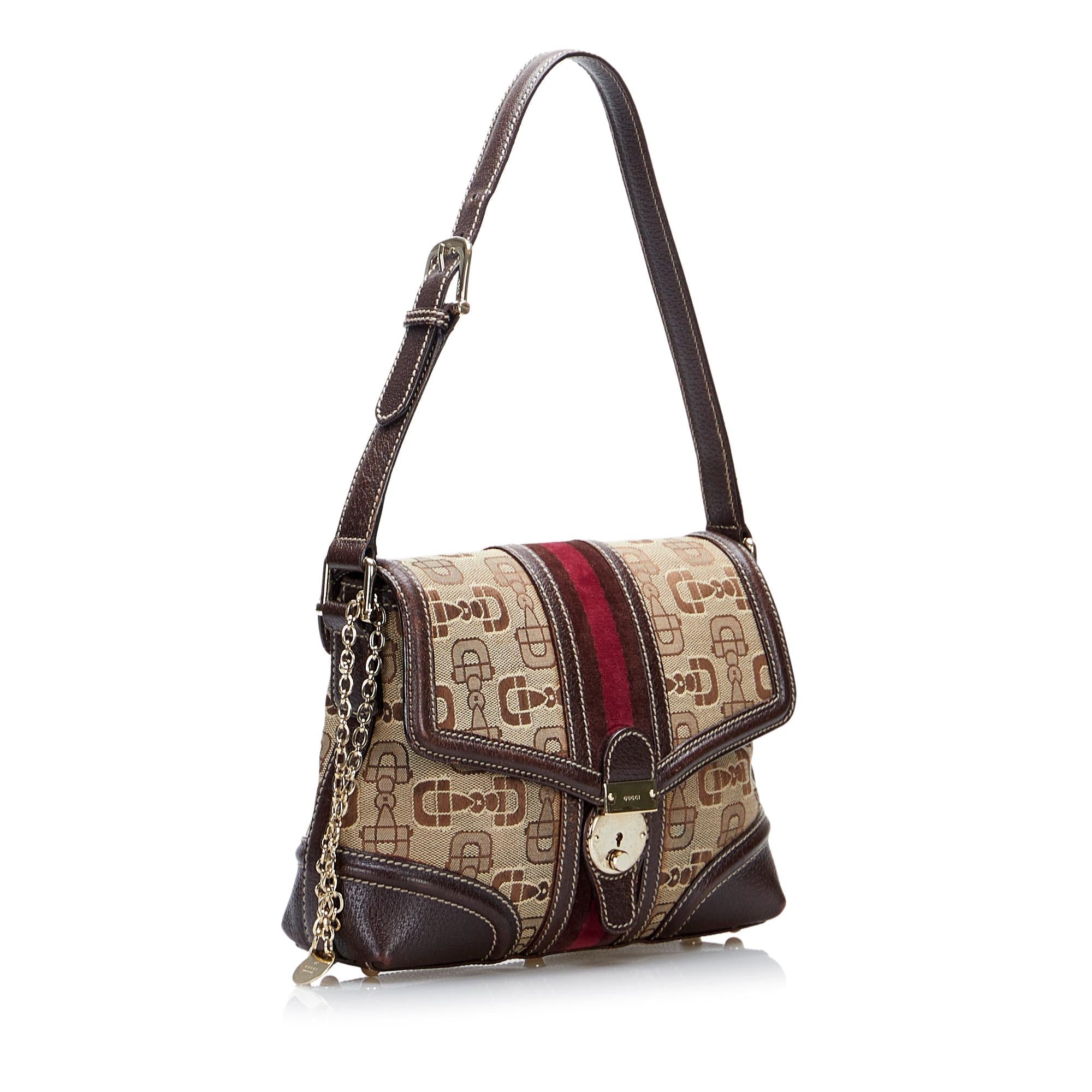 Gucci Horsebit Canvas Web Treasure Shoulder Bag (SHG-DaSmAf)