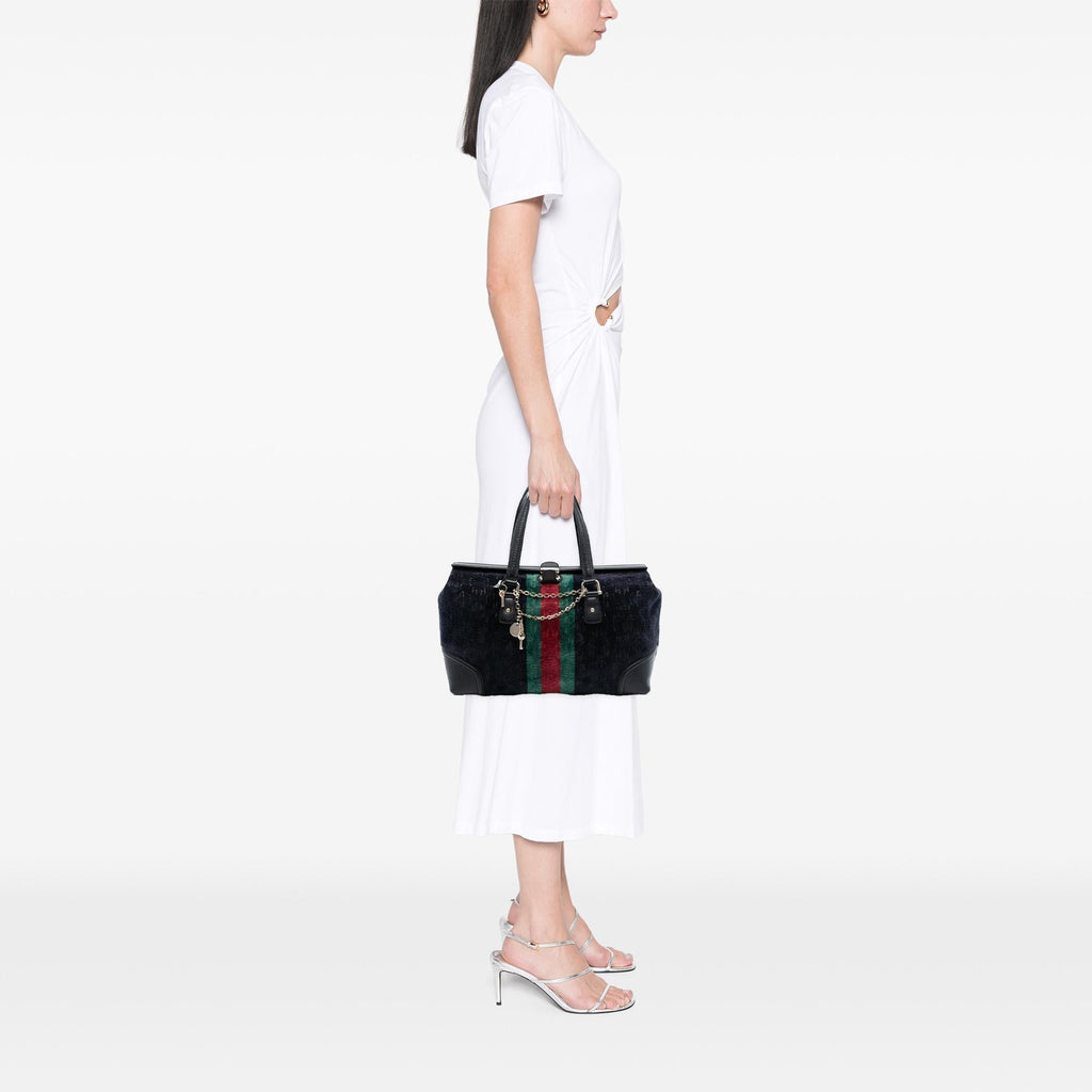 Gucci Horsebit Velvet Web Treasure Boston Bag