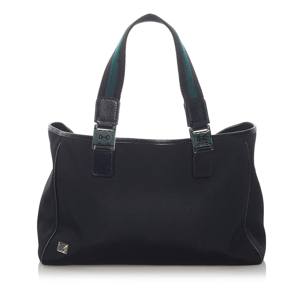 Gucci Horsebit Web Canvas Handbag (SHG-fpGZRl)